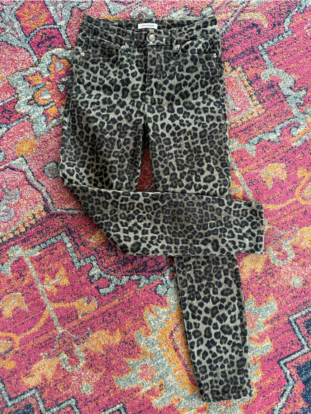 Good American | Women’s Olive Green/Black Leopard Print Good Waist Crop Jeans 28 - Picture 4 of 16